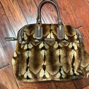 Rabbit Fur and leather Longchamp Oversized Bag